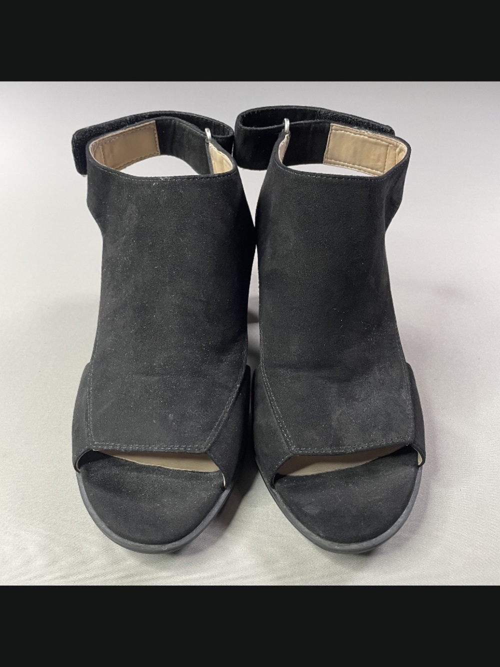 Naturalizer Shoes Womens 8.5 black faux suede ankle heels boho indie lucky - Picture 3 of 11